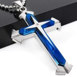 Men's Christian Necklace Layered 6 Men's Christian Necklace Layered -Lord's Guidance blue Layered Cross Necklace lord s guidance