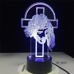 Christian Lamp Jesus Face 13 Christian Lamp Jesus Face -Lord's Guidance blue jesus 3d illusion lamp lords guidance