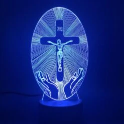 Christian Lamp Jesus Savior 16 Christian Lamp Jesus Savior -Lord's Guidance blue jesus cross nigh light lords guidance