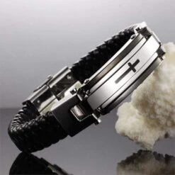 Men's Cross Bracelet Braided Leather Strap 7 Men's Cross Bracelet Braided Leather Strap -Lord's Guidance braided cross bracelet lord s guidance