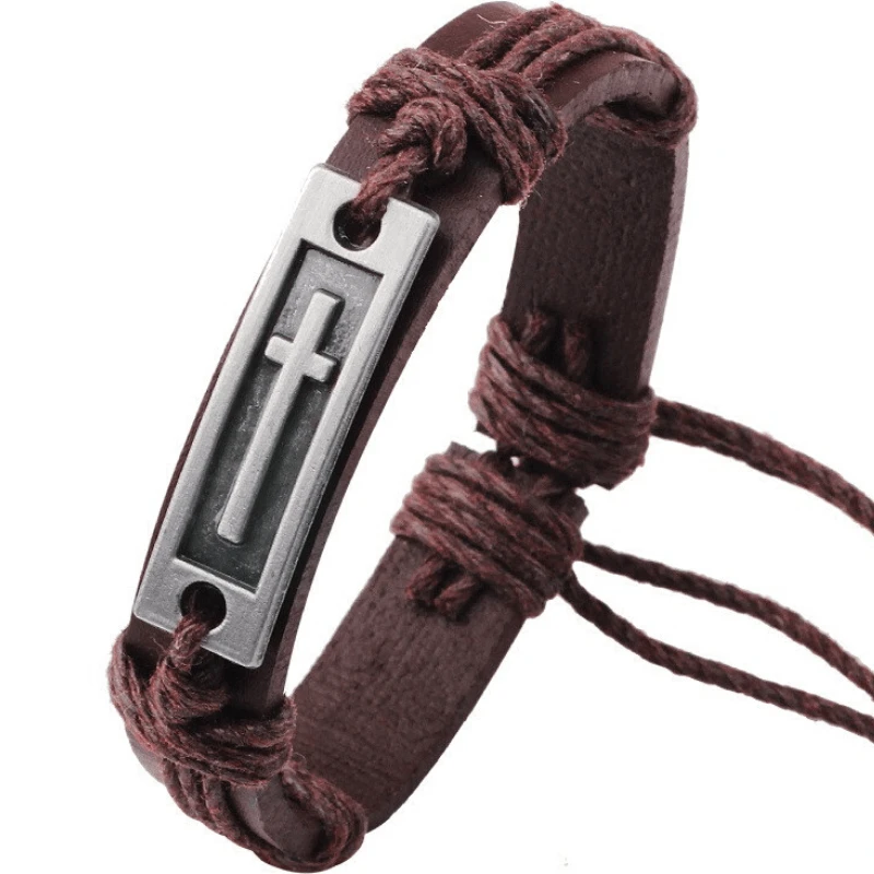 Men's Cross Bracelet Leather Cross Bracelet 4 Men's Cross Bracelet Leather Cross Bracelet - Image 2
