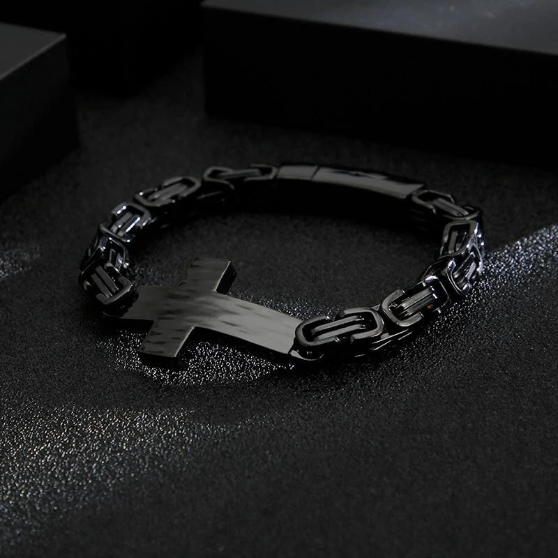Men's Cross Bracelet Byzantine Chain 11 Men's Cross Bracelet Byzantine Chain - Image 9