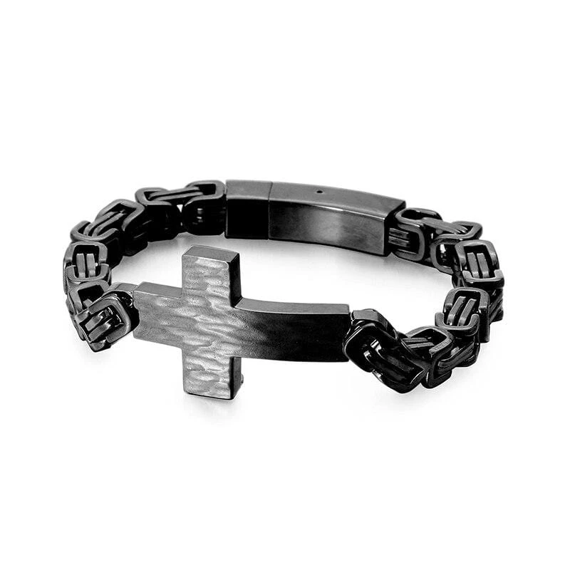 Men's Cross Bracelet Byzantine Chain 4 Men's Cross Bracelet Byzantine Chain - Image 2