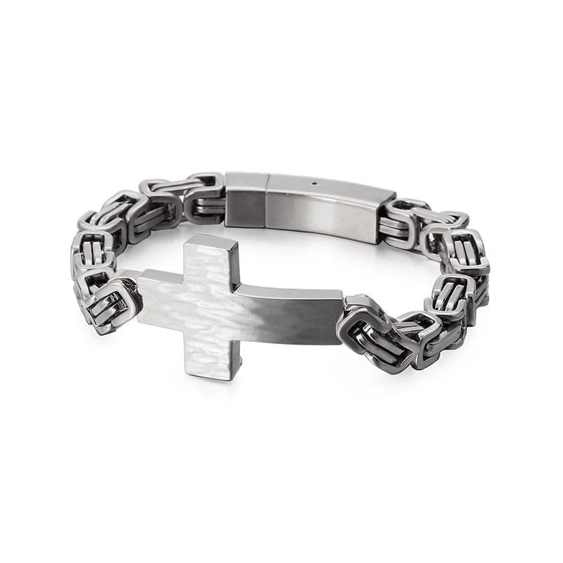 Men's Cross Bracelet Byzantine Chain 5 Men's Cross Bracelet Byzantine Chain - Image 3