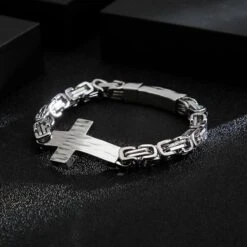 Men's Cross Bracelet Byzantine Chain 24 Men's Cross Bracelet Byzantine Chain -Lord's Guidance byzantine cross bracelet steel