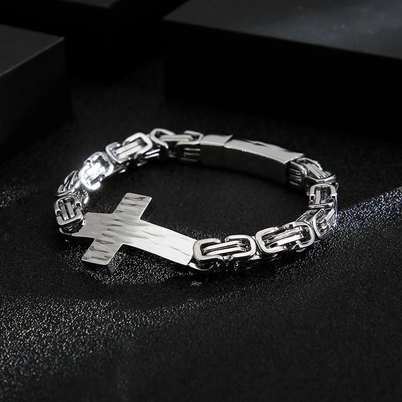 Men's Cross Bracelet Byzantine Chain 12 Men's Cross Bracelet Byzantine Chain - Image 10