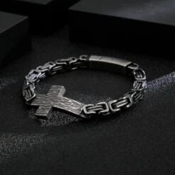 Men's Cross Bracelet Byzantine Chain 25 Men's Cross Bracelet Byzantine Chain -Lord's Guidance byzantine cross bracelet vintage