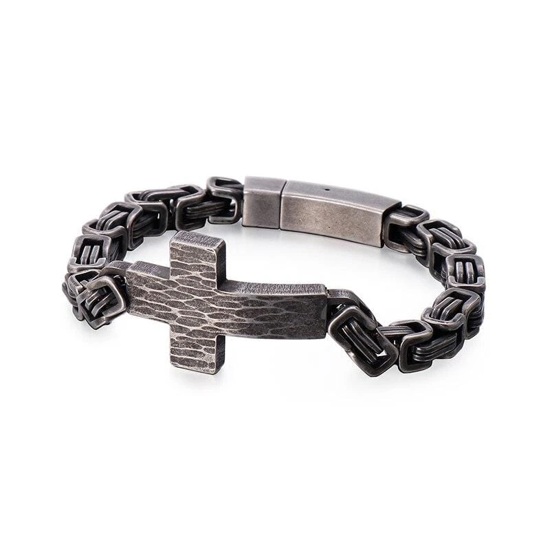 Men's Cross Bracelet Byzantine Chain 6 Men's Cross Bracelet Byzantine Chain - Image 4