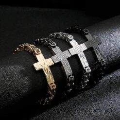 Men's Cross Bracelet Byzantine Chain 19 Men's Cross Bracelet Byzantine Chain -Lord's Guidance byzantine cross bracelets