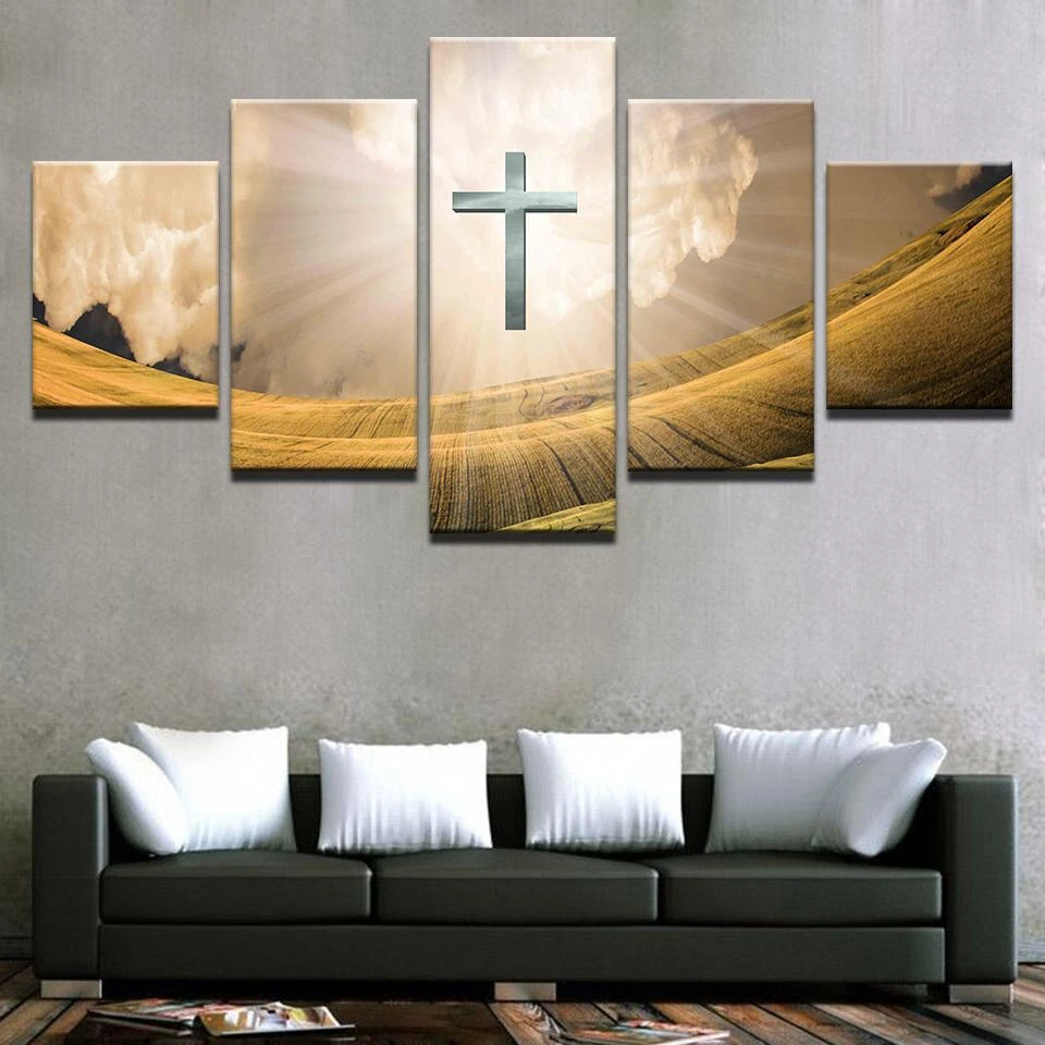 Christian Canvas Art Cross In Wheat Field 5 Christian Canvas Art Cross In Wheat Field - Image 3