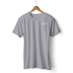 Christian T-Shirt Fish Symbol 7 Christian T-Shirt Fish Symbol -Lord's Guidance christian fish shirt gray