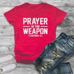 Christian T-Shirt Prayer Is The Weapon 7 Christian T-Shirt Prayer Is The Weapon -Lord's Guidance corinthians t shirt red