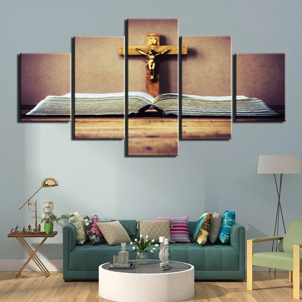 Christian Canvas Art Bible And Crucifix 4 Christian Canvas Art Bible And Crucifix - Image 2