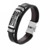 Men's Cross Bracelet Braided Leather Silver Cross
