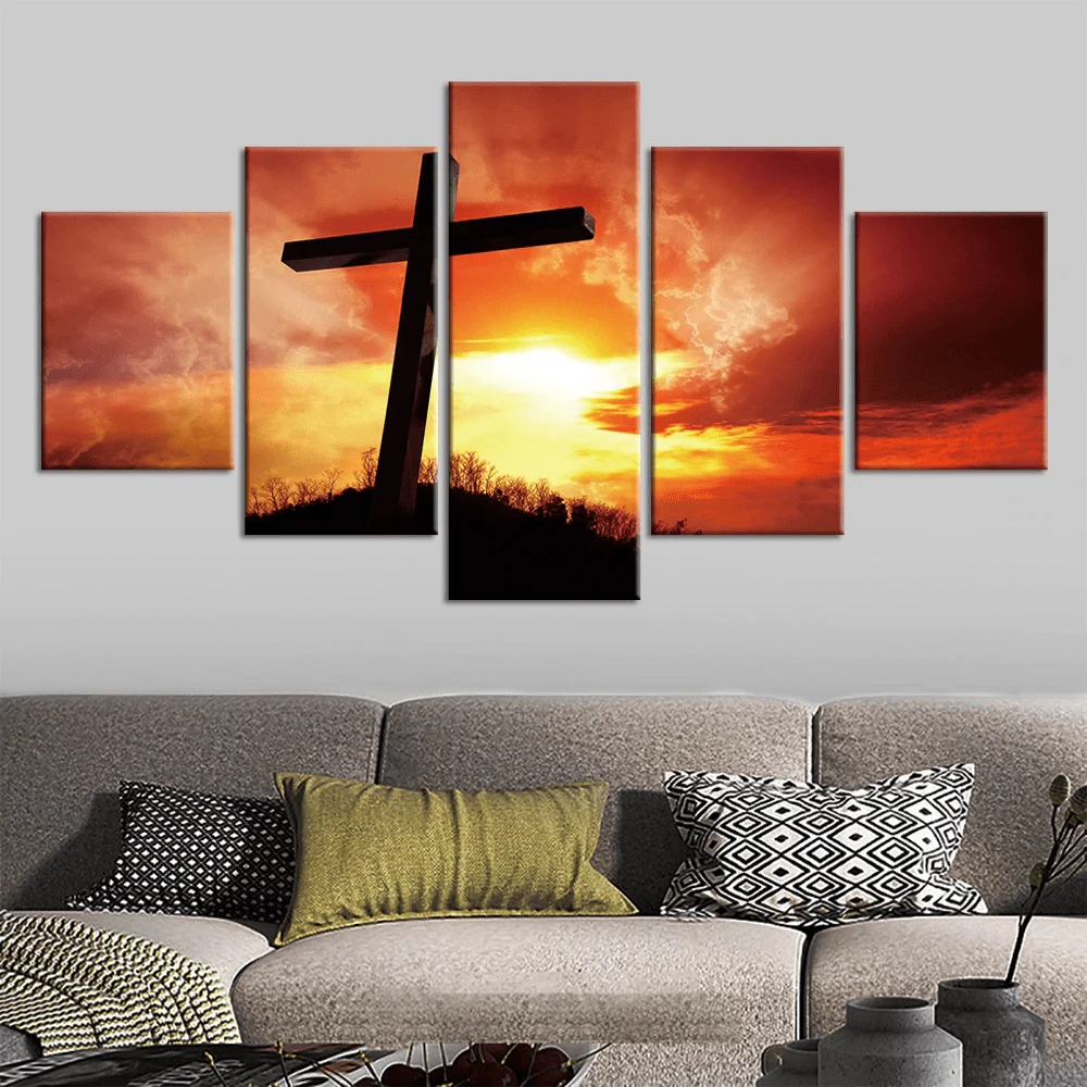 Christian Canvas Art Sunset Cross 6 Christian Canvas Art Sunset Cross - Image 4