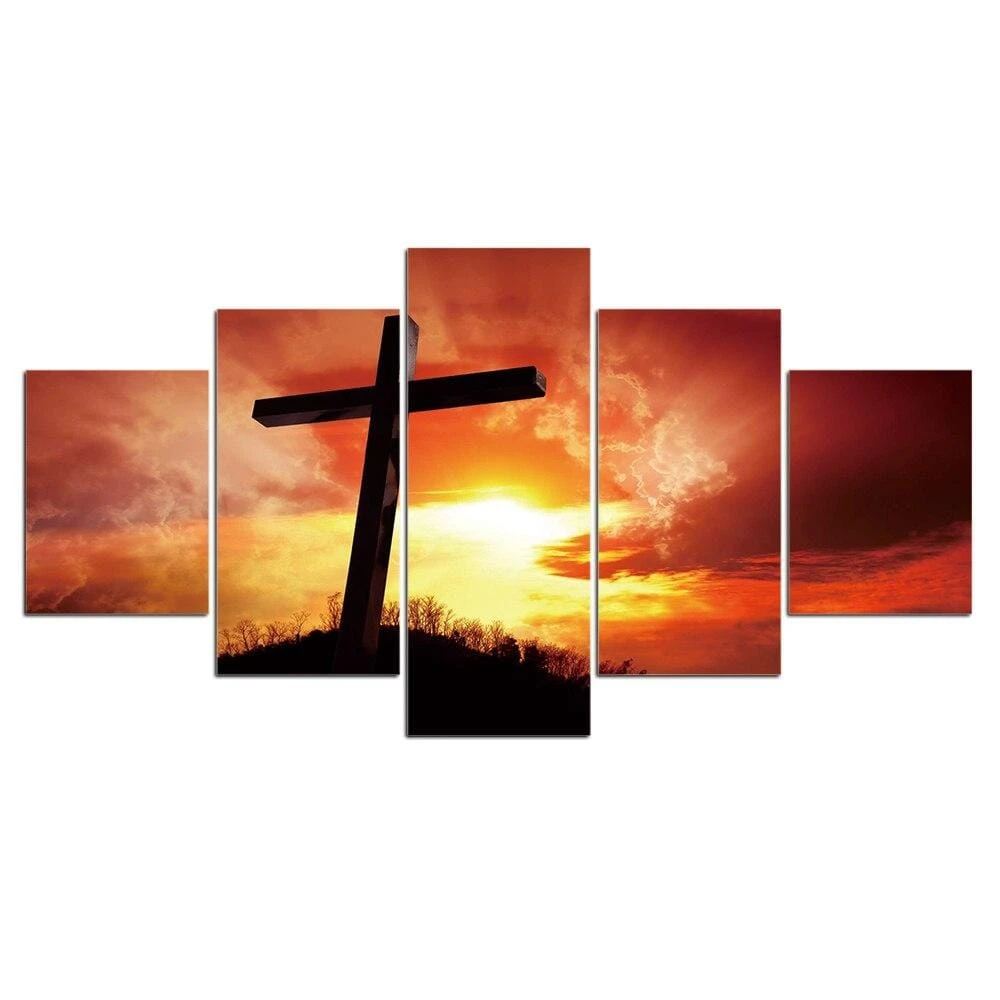 Christian Canvas Art Sunset Cross 5 Christian Canvas Art Sunset Cross - Image 3