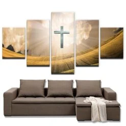 Front Page 37 Christian Canvas Art Cross In Wheat Field