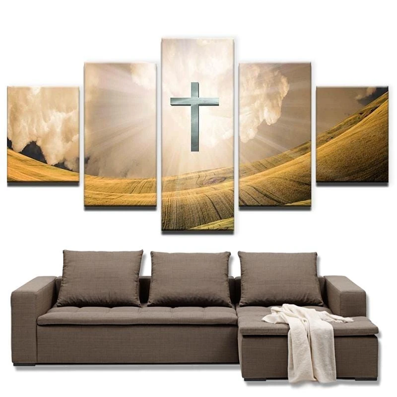 Christian Canvas Art Cross In Wheat Field 3 Christian Canvas Art Cross In Wheat Field