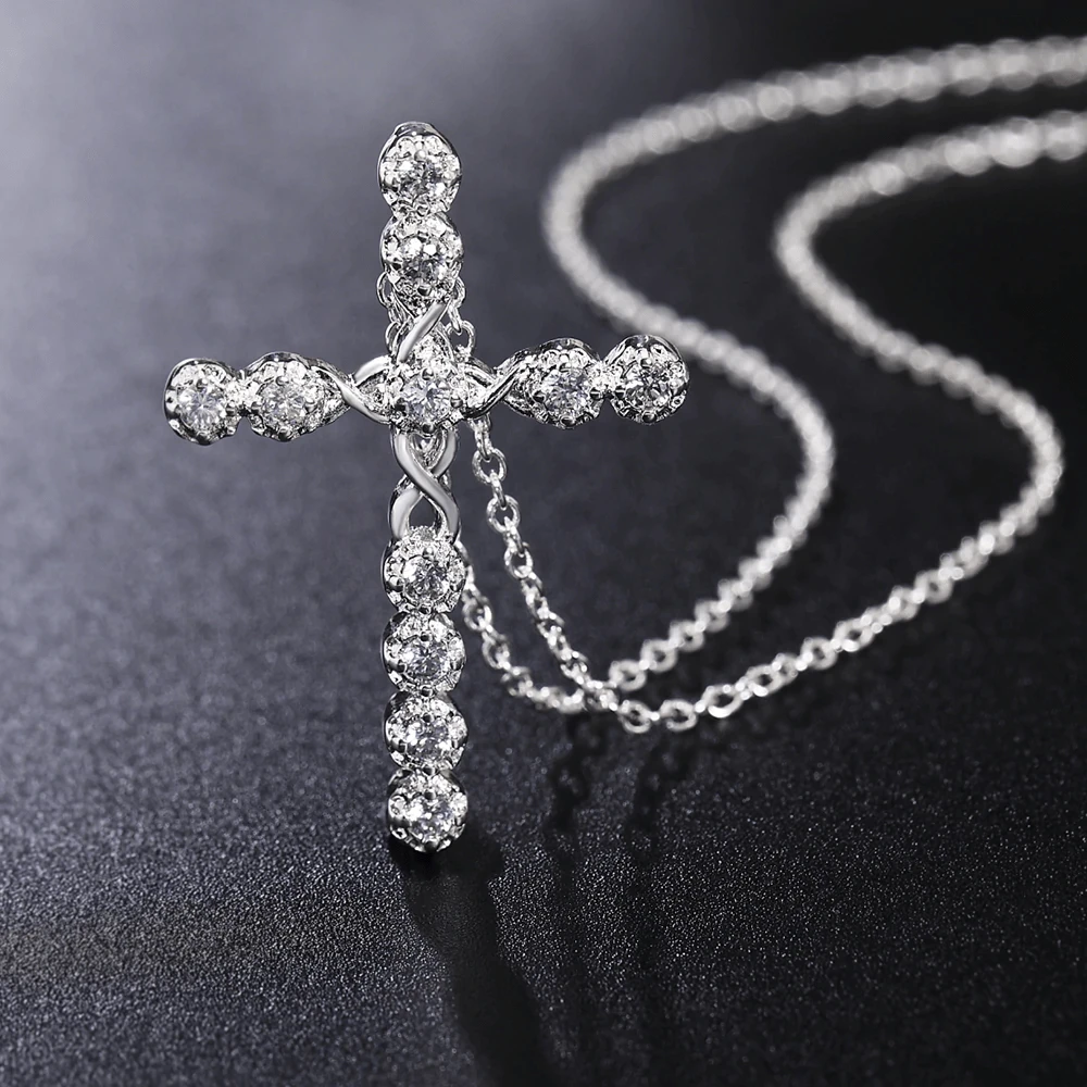Women's Christian Necklace Diamond Cross 4 Women's Christian Necklace Diamond Cross - Image 2