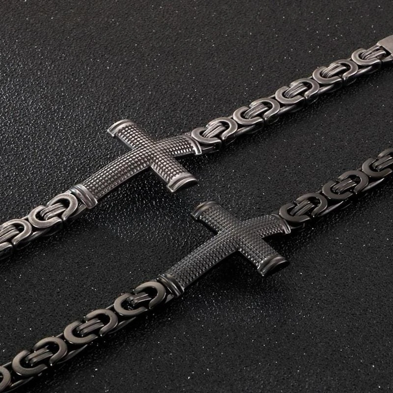 Men's Cross Bracelet Vintage Cross Link Chain 5 Men's Cross Bracelet Vintage Cross Link Chain - Image 3