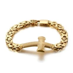 Men's Cross Bracelet Vintage Cross Link Chain 15 Men's Cross Bracelet Vintage Cross Link Chain -Lord's Guidance cross link chain bracelet gold