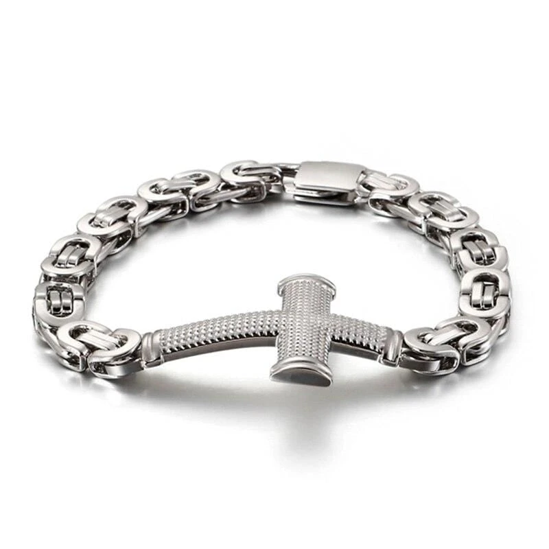 Men's Cross Bracelet Vintage Cross Link Chain 7 Men's Cross Bracelet Vintage Cross Link Chain - Image 5