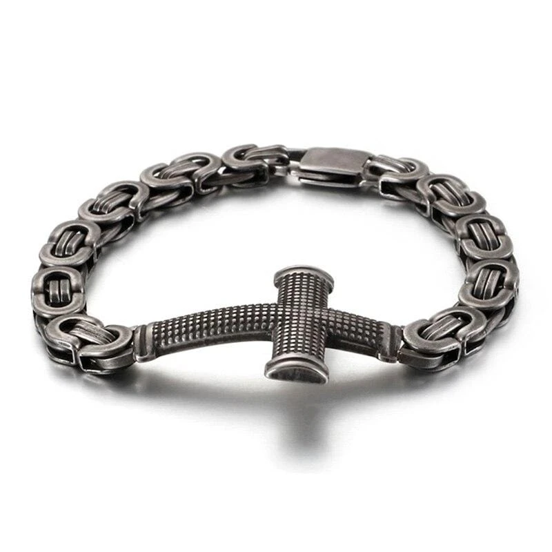 Men's Cross Bracelet Vintage Cross Link Chain 3 Men's Cross Bracelet Vintage Cross Link Chain