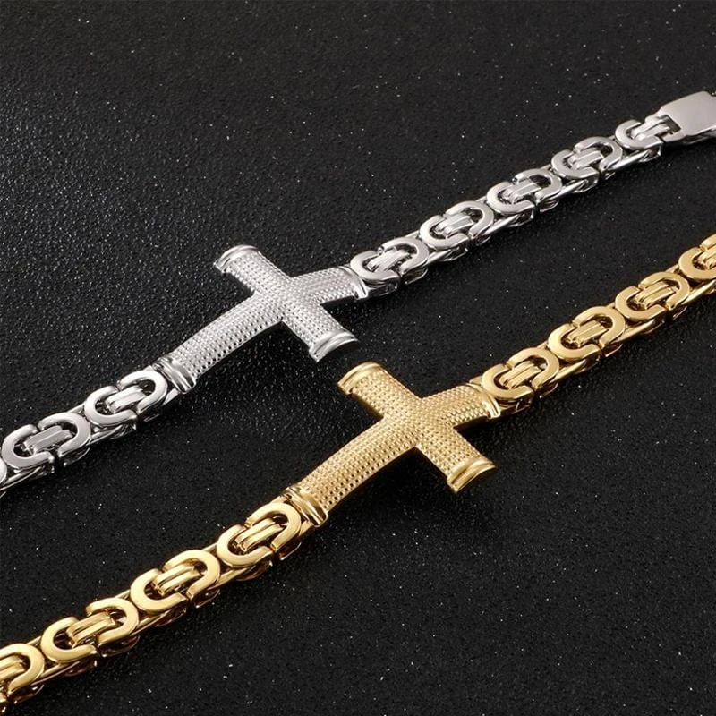 Men's Cross Bracelet Vintage Cross Link Chain 9 Men's Cross Bracelet Vintage Cross Link Chain - Image 7