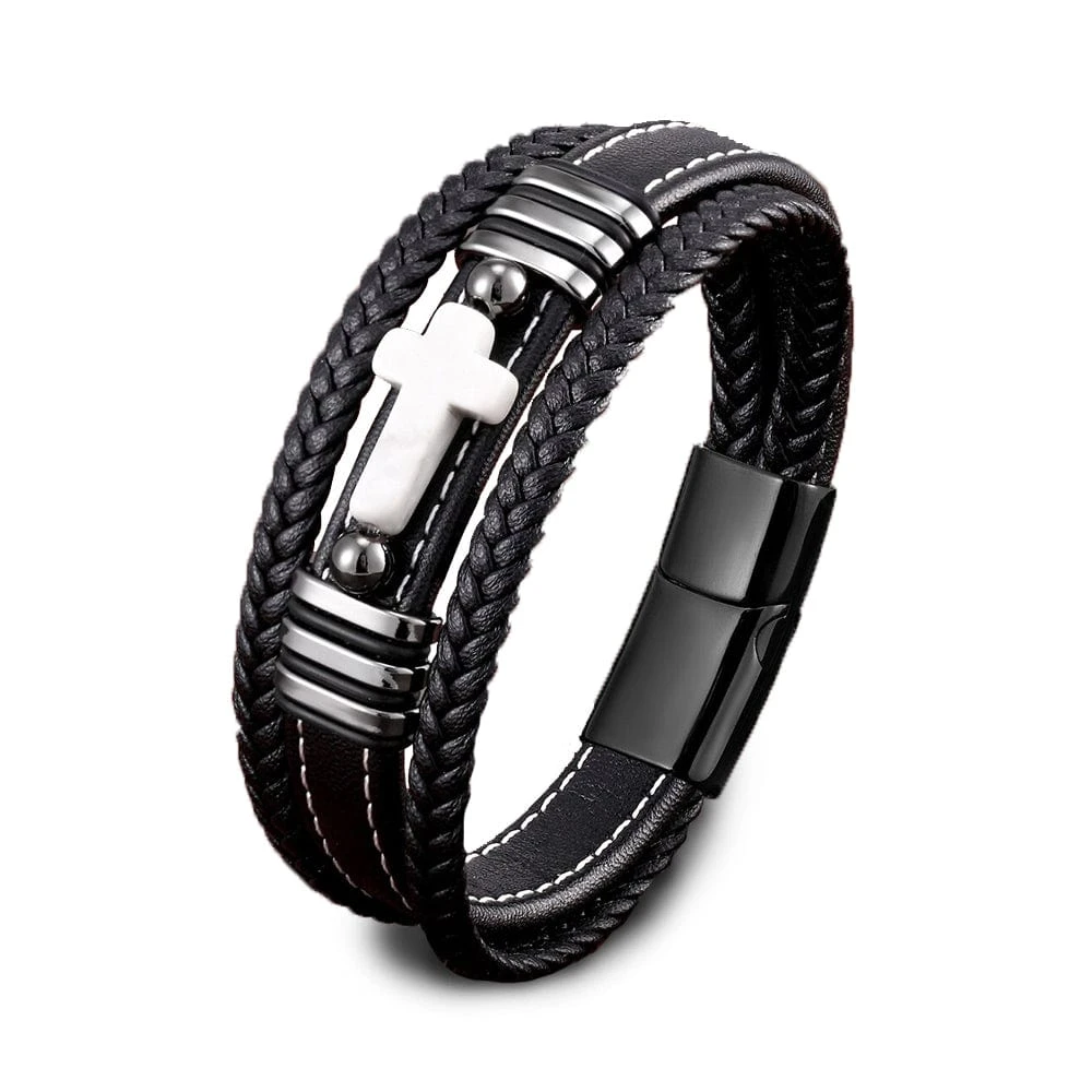 Men's Cross Bracelet Multi Layer 6 Men's Cross Bracelet Multi Layer - Image 4