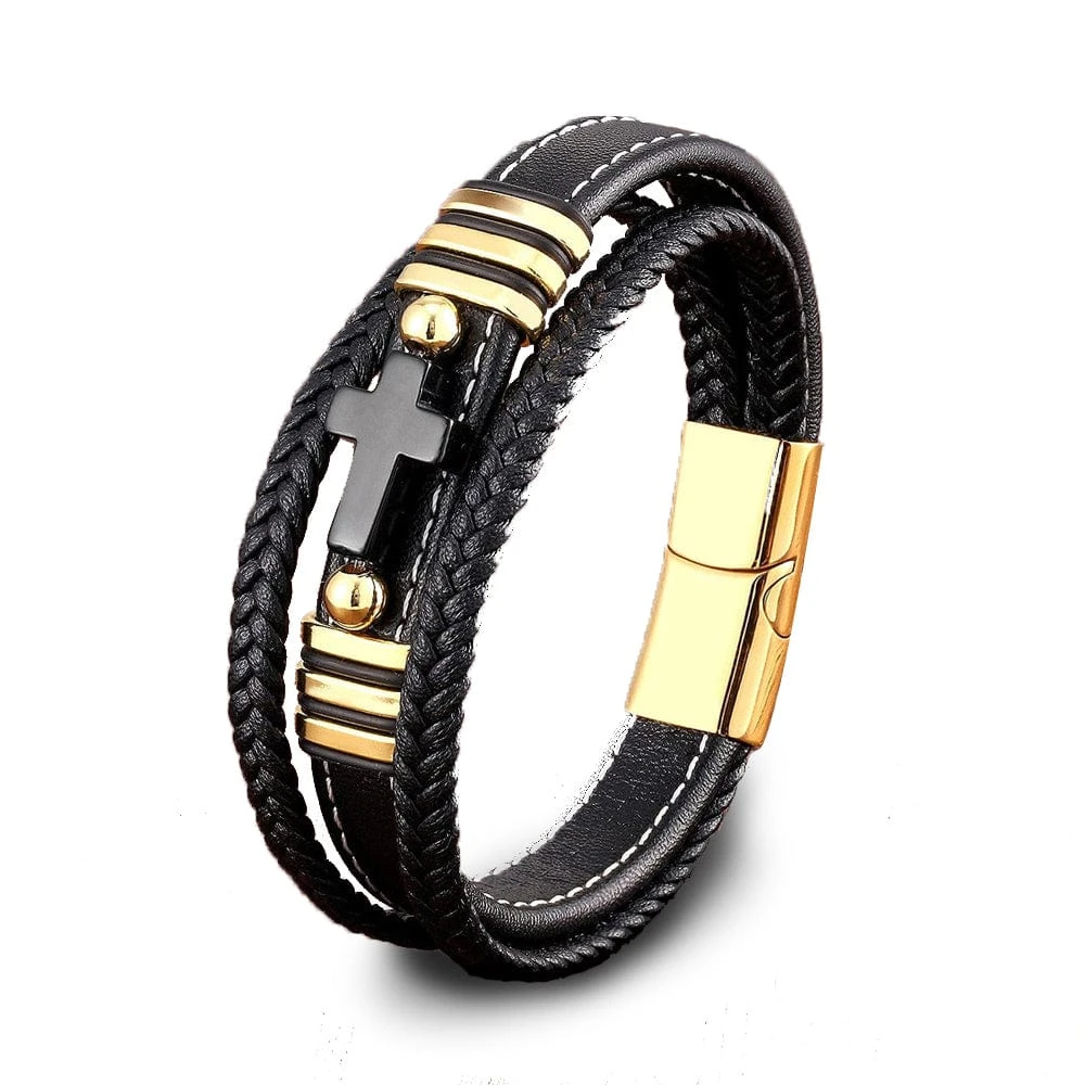 Men's Cross Bracelet Multi Layer 5 Men's Cross Bracelet Multi Layer - Image 3