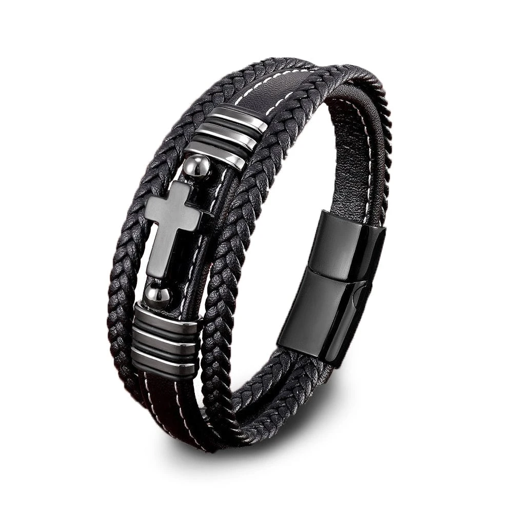 Men's Cross Bracelet Multi Layer 3 Men's Cross Bracelet Multi Layer