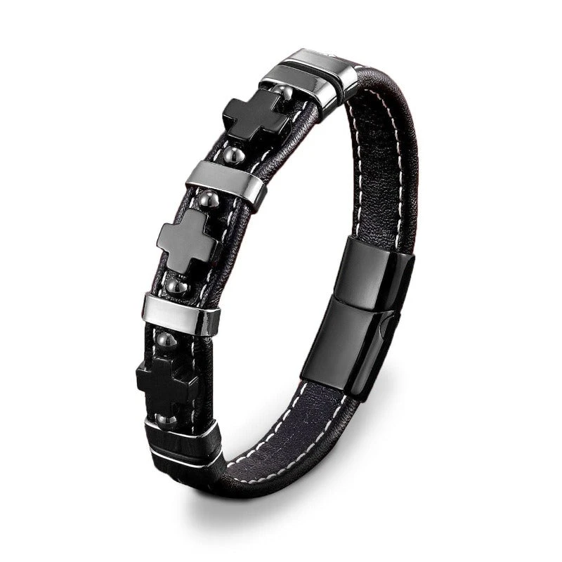 Men's Cross Bracelet Natural Stone 5 Men's Cross Bracelet Natural Stone - Image 3