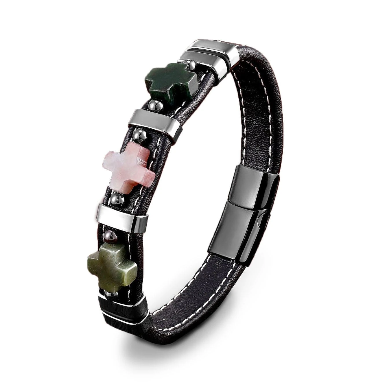 Men's Cross Bracelet Natural Stone 6 Men's Cross Bracelet Natural Stone - Image 4