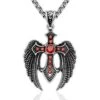 Men's Christian Necklace Gothic Wings 1 Men's Christian Necklace Gothic Wings -Lord's Guidance cross wings necklace