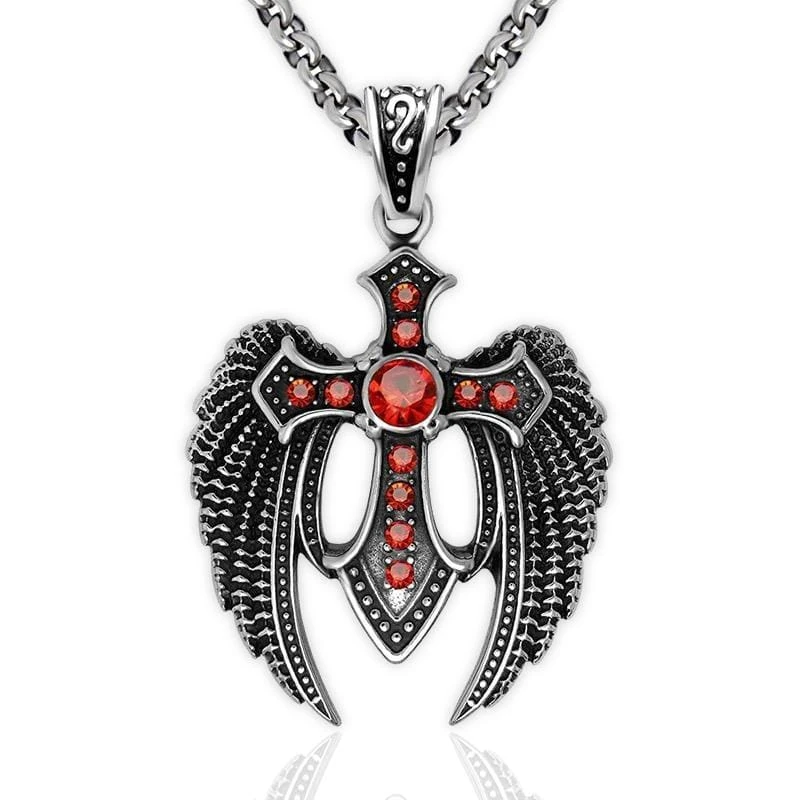 Men's Christian Necklace Gothic Wings 3 Men's Christian Necklace Gothic Wings