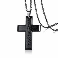 Men's Christian Necklace Lord's Prayer Cross