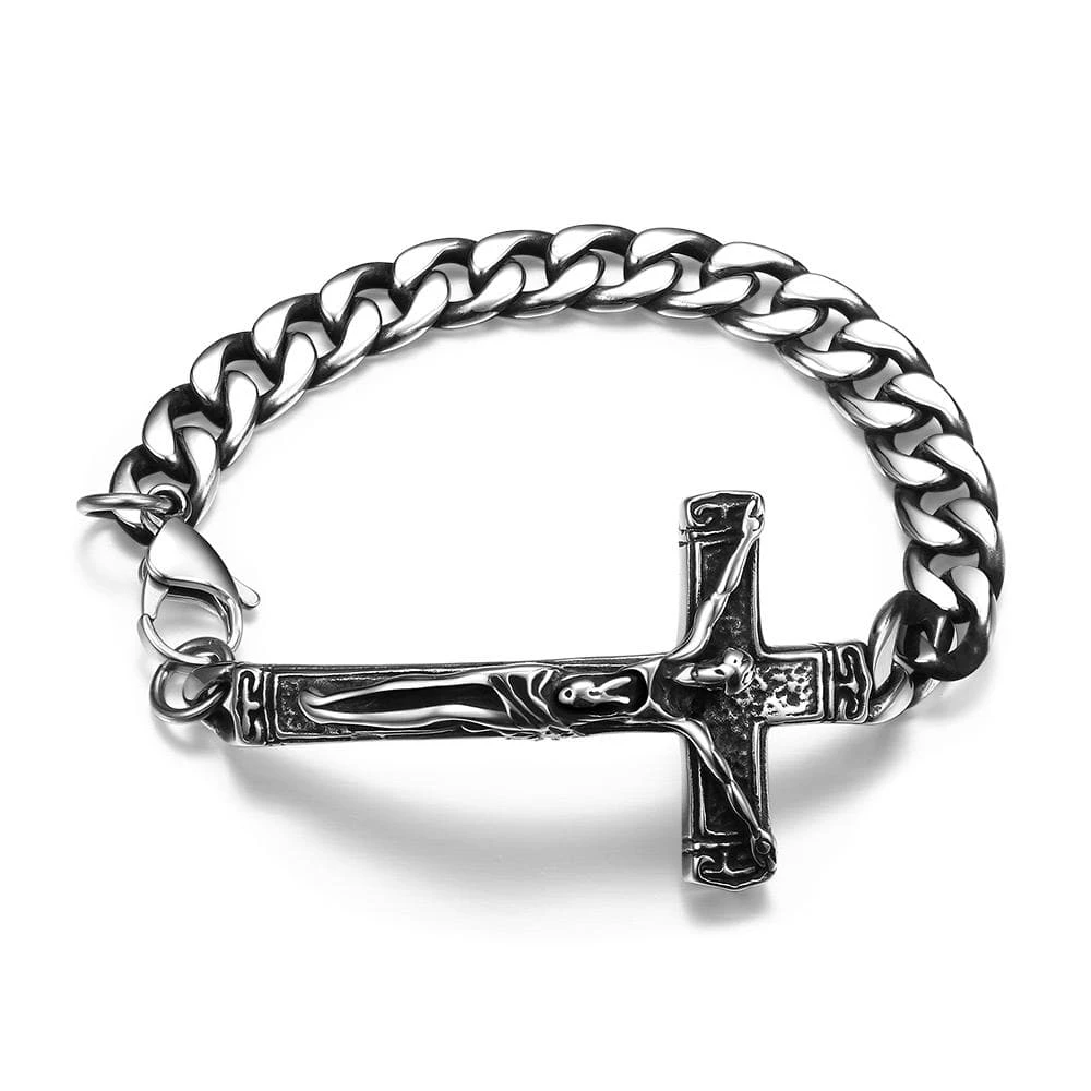 Men's Cross Bracelet Steel Crucifix 3 Men's Cross Bracelet Steel Crucifix