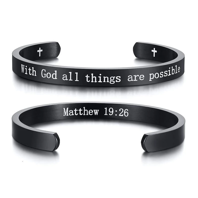 Bible Verse Bracelet Matthew 19:26 (Cuff) 3 Bible Verse Bracelet Matthew 19:26 (Cuff)
