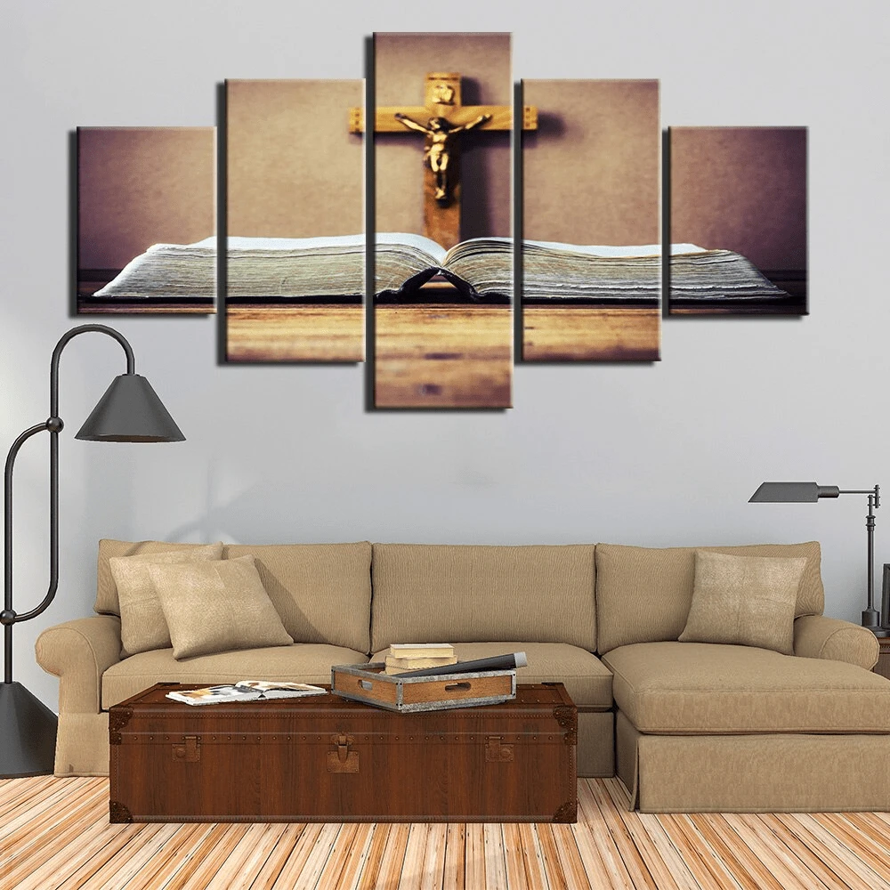 Christian Canvas Art Bible And Crucifix 5 Christian Canvas Art Bible And Crucifix - Image 3