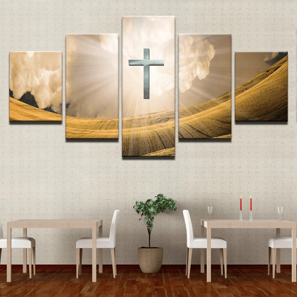 Christian Canvas Art Cross In Wheat Field 4 Christian Canvas Art Cross In Wheat Field - Image 2