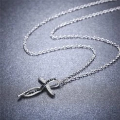Women's Christian Necklace Black And White -Lord's Guidance diamond black and white cross necklace lord s guidance
