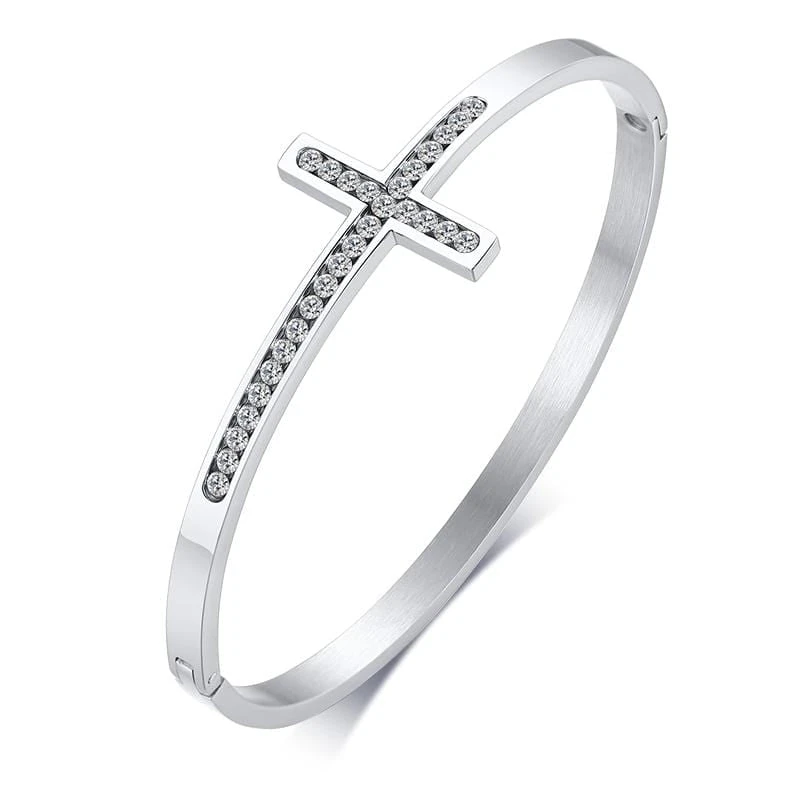 Women's Cross Bracelet Silver Diamond 3 Women's Cross Bracelet Silver Diamond