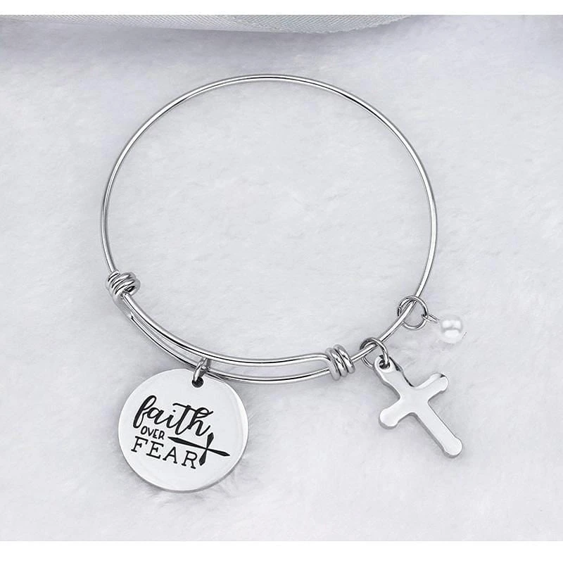Women's Cross Bracelet Faith Over Fear 4 Women's Cross Bracelet Faith Over Fear - Image 2