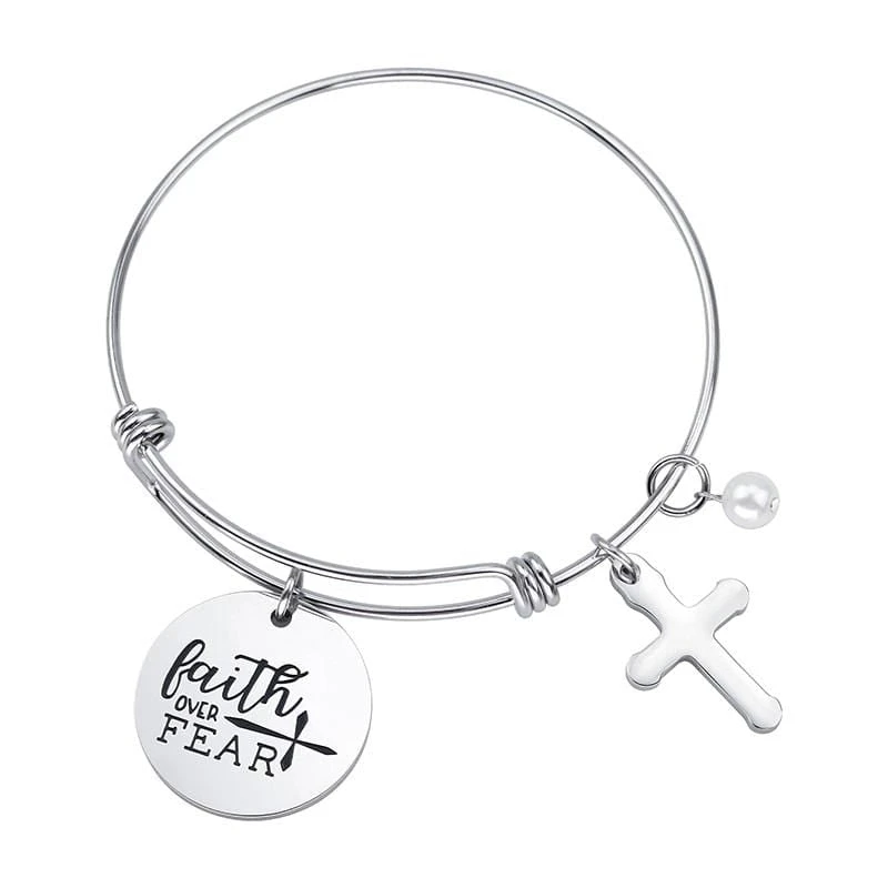 Women's Cross Bracelet Faith Over Fear 3 Women's Cross Bracelet Faith Over Fear