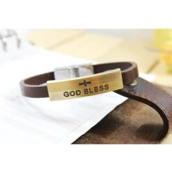 Men's Cross Bracelet God Bless 9 Men's Cross Bracelet God Bless -Lord's Guidance god bless you bracelet mens