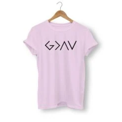 Christian T-Shirt God Is Greater Symbol 19 Christian T-Shirt God Is Greater Symbol -Lord's Guidance god is greater than the highs and lows womens shirt pink black