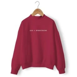 Christian Sweatshirt God Over Everything 17 Christian Sweatshirt God Over Everything -Lord's Guidance god over everything sweatshirt burgundy