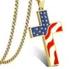 Men's Christian Necklace American Flag 1 Men's Christian Necklace American Flag -Lord's Guidance gold american flag cross necklace lords guidance