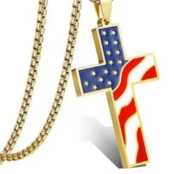 Men's Christian Necklace American Flag