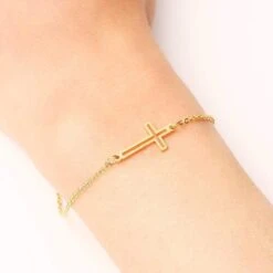 Women's Cross Bracelet Small Sideways Cross 7 Women's Cross Bracelet Small Sideways Cross -Lord's Guidance gold cross bracelets for ladies lords guidance.com